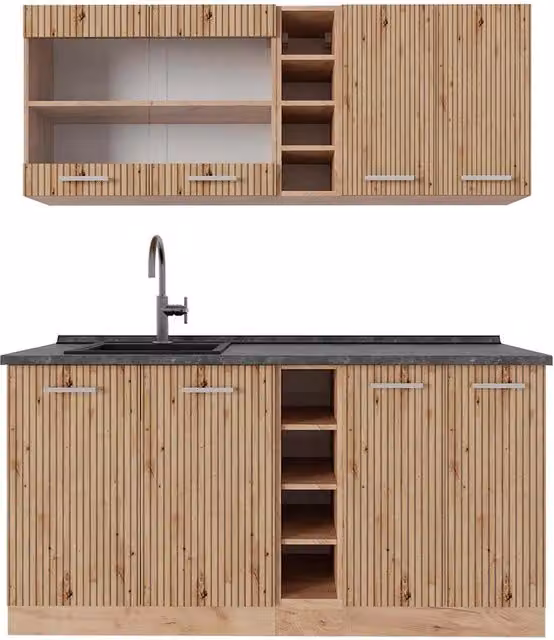 Cucina moderna Vicco R-Line in rovere e antracite L: 160 cm, P: 60 cm, H: 81,6 cm