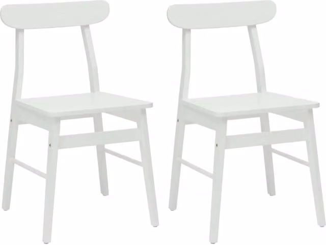 Set di 2 sedie da pranzo in legno laccato bianco per cucina e soggiorno L/P/H: 43 x 44,5 x 77 cm