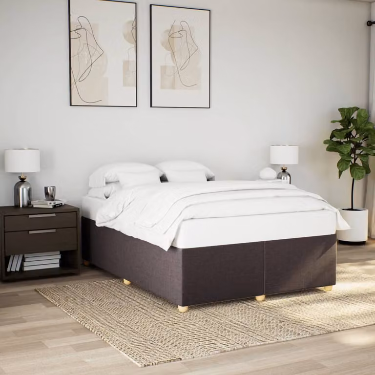 Giroletto senza materasso vidaXL in legno e tessuto marrone scuro L/P: 140 x 200 cm