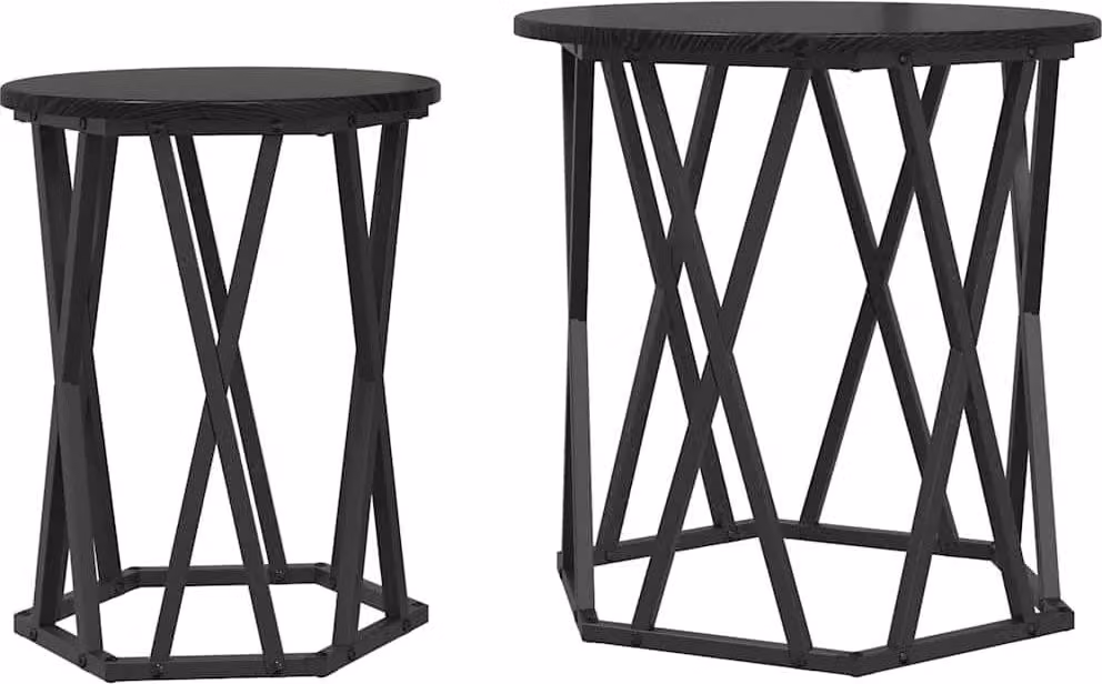 Tavolino da salotto 2 pcs Rovere Nero