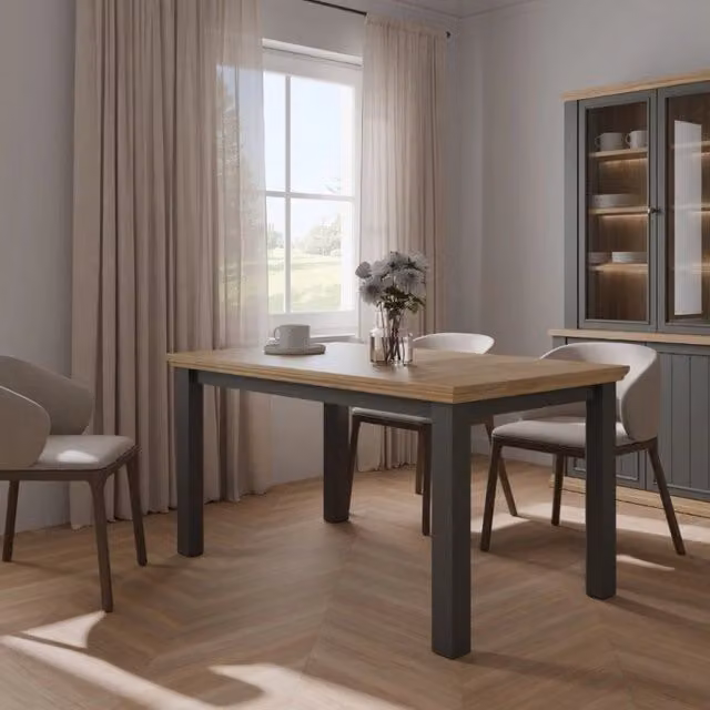 Tavolo allungabile Essenza con piano rovere e struttura grigio scuro