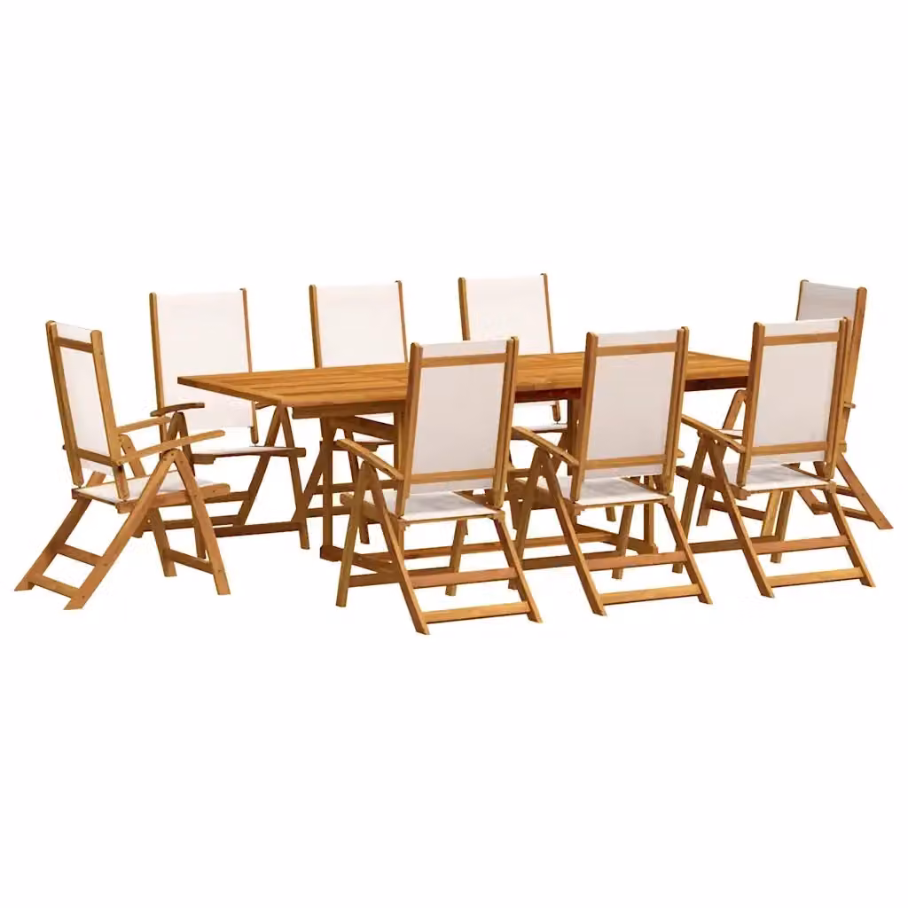 Set da pranzo da giardino vidaXL in legno di acacia oliato e textilene, 9 pezzi, marrone e beige – 2