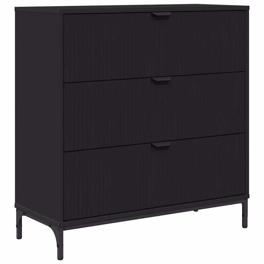 Credenza moderna vidaXL in legno e metallo con cassetto, colore nero, L: 79,5 cm, P: 33 cm, H: 82 cm – 2