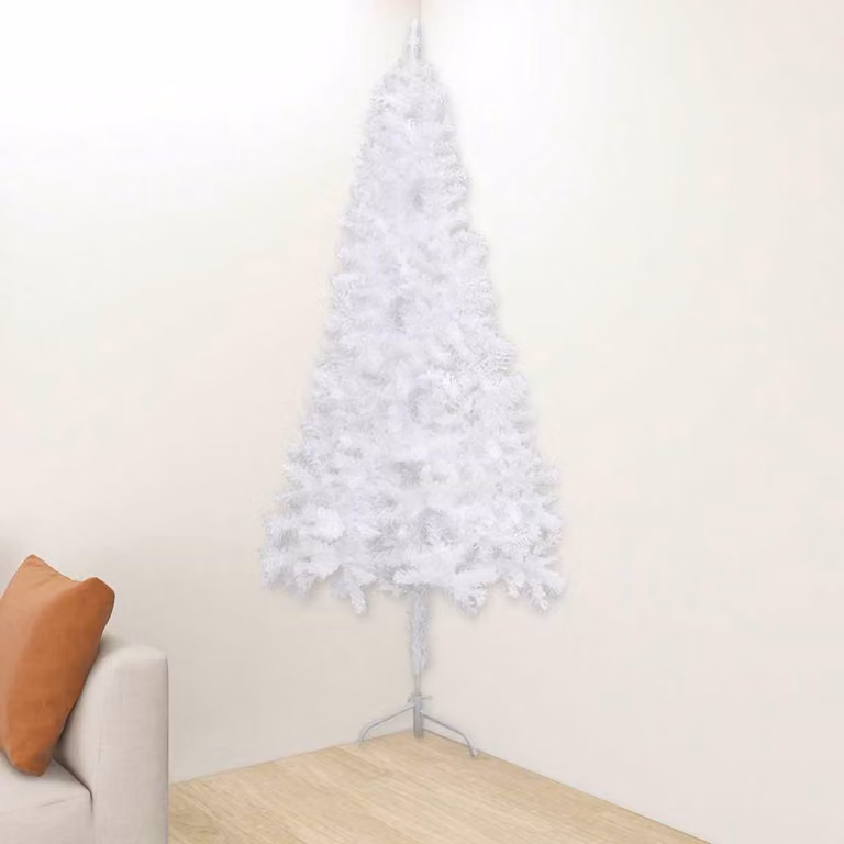 Albero di Natale Artificiale ad Angolo vidaXL Bianco 240 cm in PVC