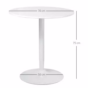 Tavolo da pranzo rotondo Mivray in MDF laccato bianco con base in metallo per cucina e soggiorno Ø 70 cm, H 75 cm – 2