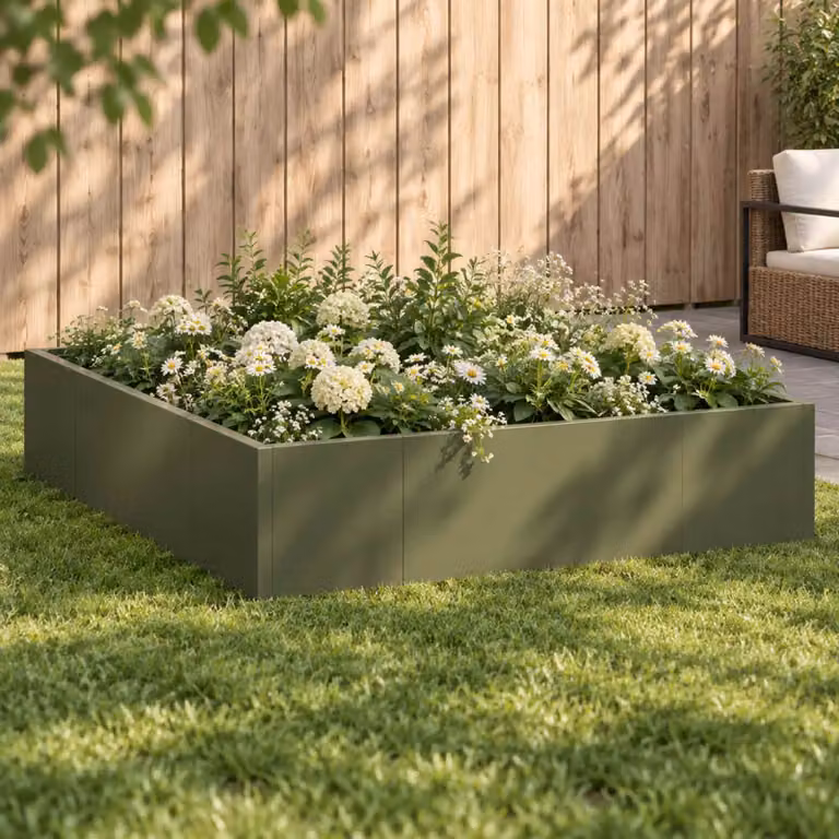 Set di 8 pezzi muro di contenimento vidaXL in acciaio verde oliva L: 300 cm, H: 100 cm, P: 50 cm
