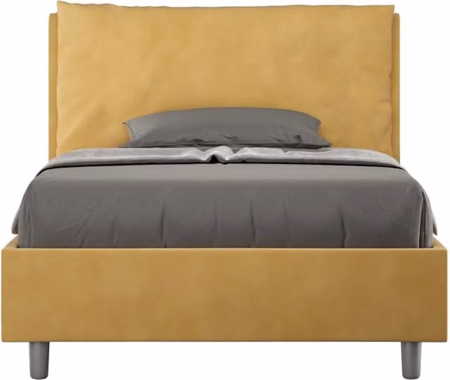 BS COM Letto una piazza e mezza senza rete imbottito 110x210 microfibra ocra