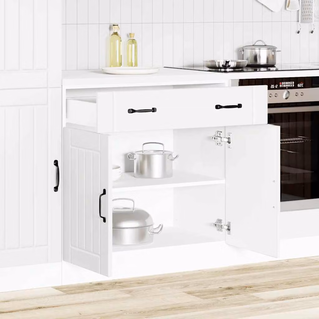 Base da cucina moderna vidaXL Lucca bianca in legno e MDF con ante a battente e ripiani interni L: 46 cm, P: 46 cm, H: 81,5 cm