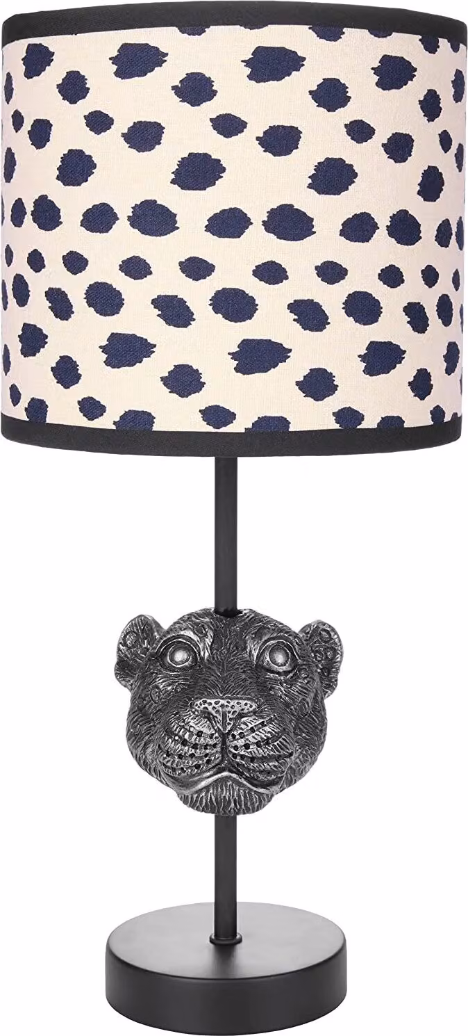 BRUBAKER Lampada da tavolo o da comodino leopardata - Lampada da tavolo con base in Vetroceramica e paralume in tessuto - Altezza 40 cm, nero beige punteggiato