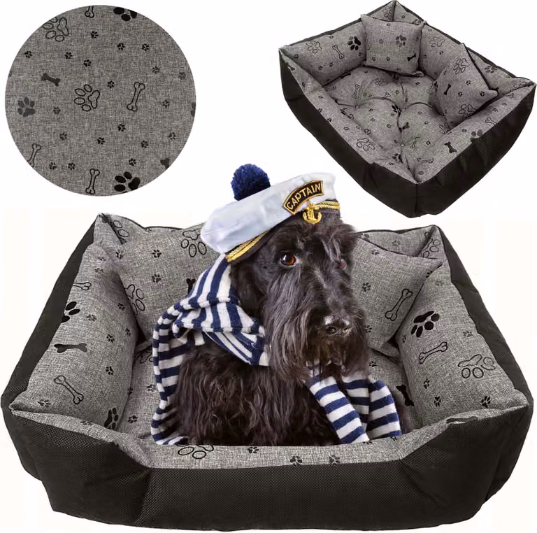 Cuccia per cani Sofa impermeabile 100x75 cm Lettino Cuscini Divano Poltrona Ossa Nero