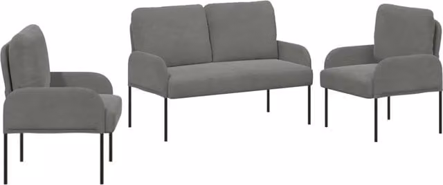 Set Divano | Divano da soggiorno | Sofa 3 pz Grigio scuro 115 x 56 x 80 cm Legno compensato