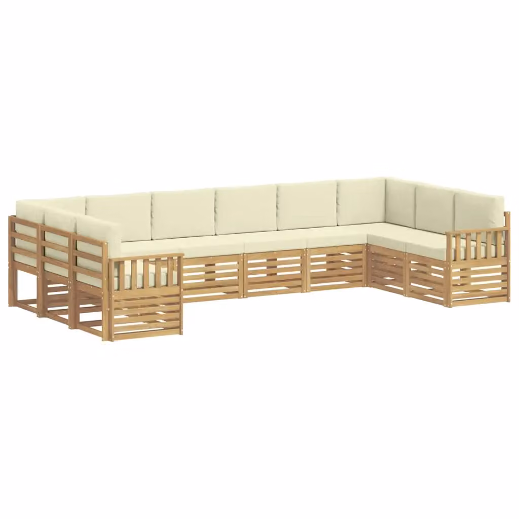 Set di divani da esterno 7 pezzi vidaXL in legno di acacia con cuscini bianchi e beige – 2