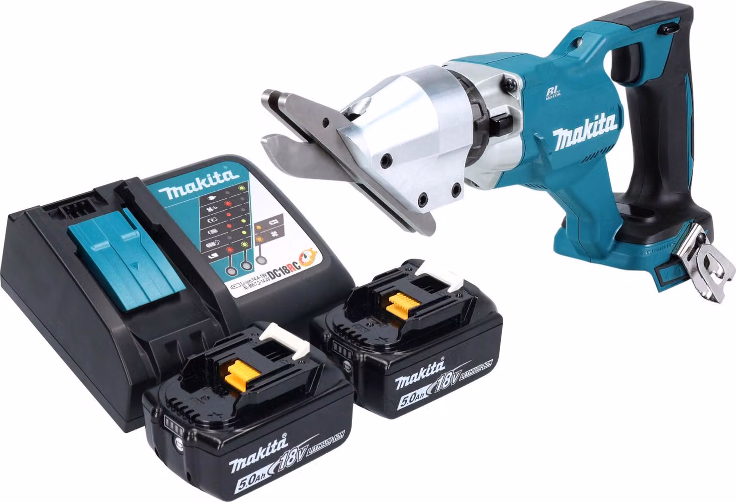Makita DJS 800 RT Cesoie per fibrocemento a batteria 18 V Brushless + 2x batteria 5,0 Ah + caricabatteria