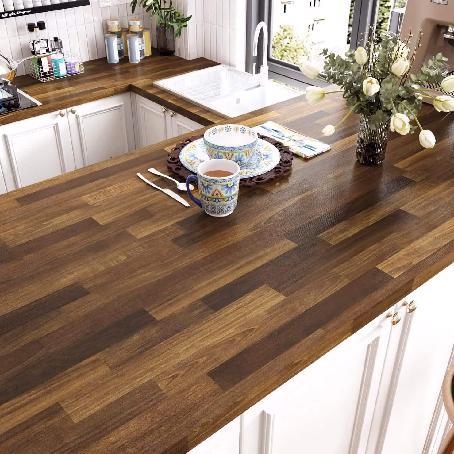 Film adesivo effetto legno per mobili da cucina