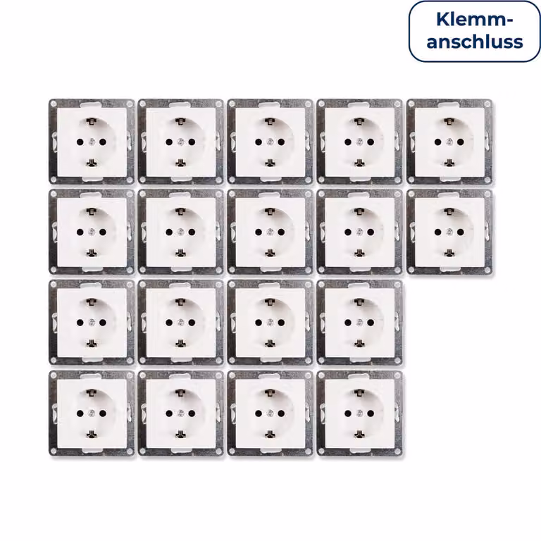 18x Presa di corrente McPower "Flair" con contatto di terra, 250V~/16A, da incasso, attacco a morsetto, bianco, opaco