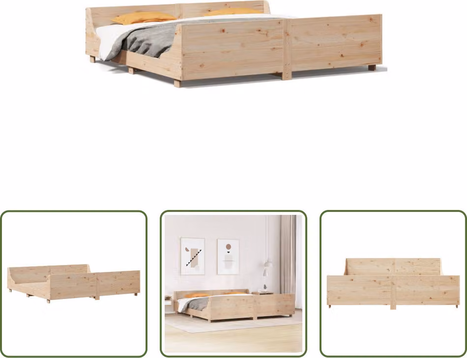 The Living Store Letto in legno massiccio senza materasso 180x200 in legno di pino