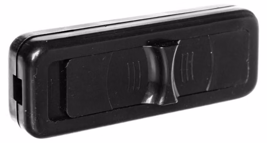 Interruttore a scorrimento nero passante a 2 poli, 2,5 A, 250 V, W-10028
