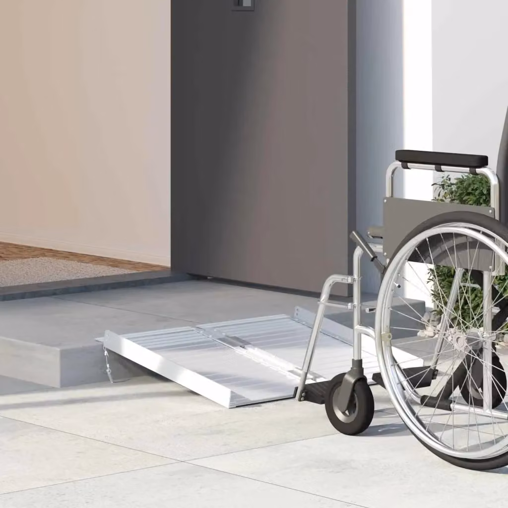 Rampa per sedia a rotelle in alluminio DESIGN IN Argento L: 62 cm, P: 73 cm, H: 5 cm - Capacità 270 kg – 2