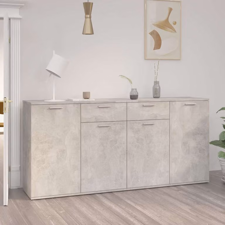 Credenza vidaXL in legno multistrato e MDF, Grigio, L: 160 cm, P: 36 cm, H: 75 cm