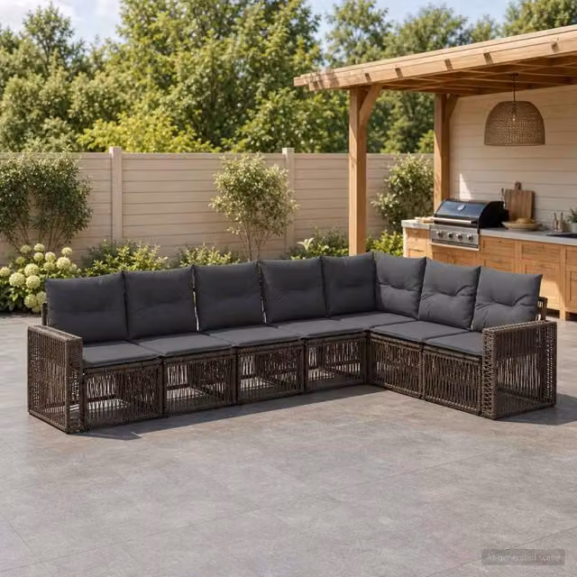 Set Divano da Giardino 7 pz Grigio e Grigio Scuro polyrattan 3435134