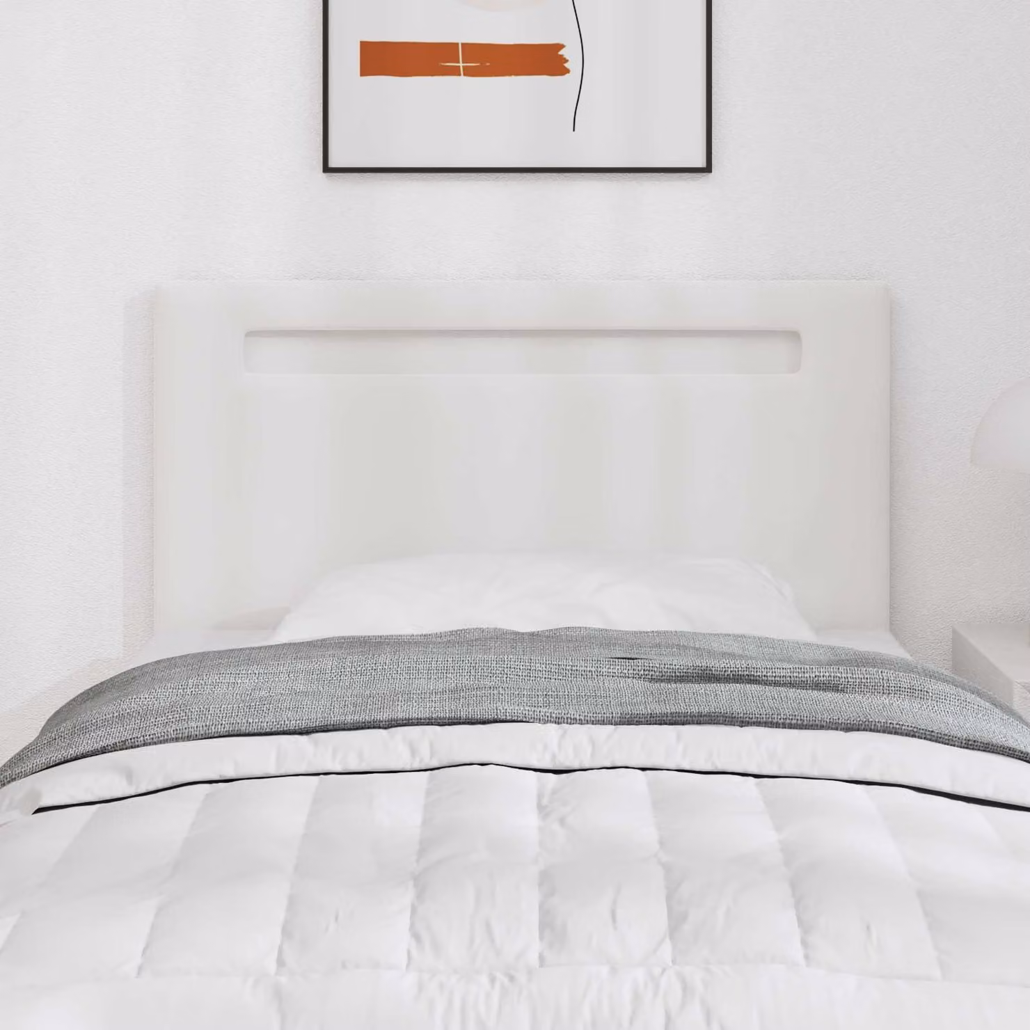 Testiera per letto con illuminazione LED vidaXL in pelle sintetica bianca, larghezza: 90 cm