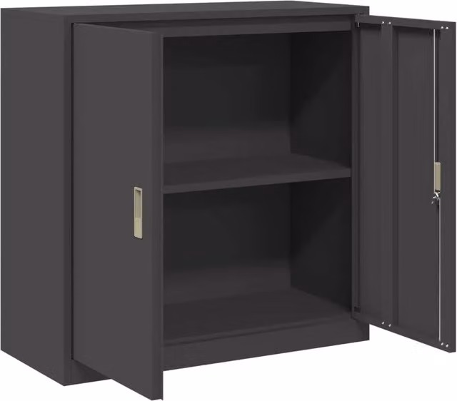 Armadio contenitore moderno design industriale ufficio 90 x 40 x 90 cm in acciaio laminato a freddo nero 02_0054815