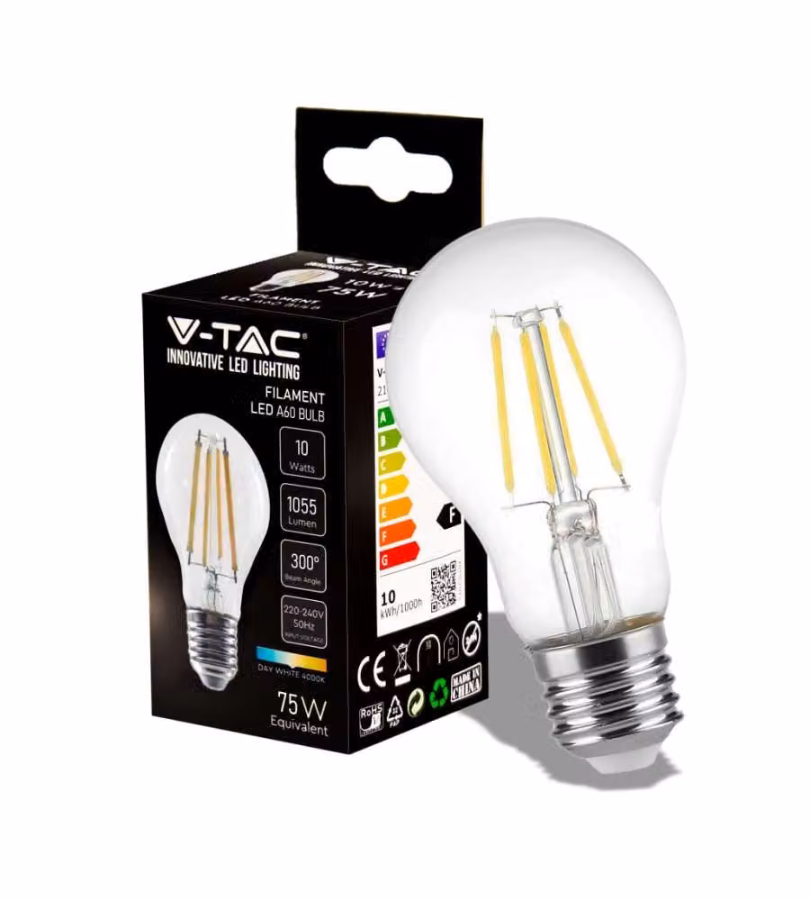 Lampadina LED E27 10W A67 Filamento 4000K
