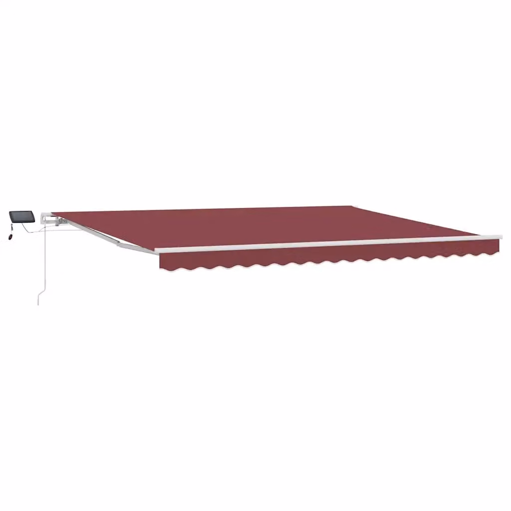 Tenda da Sole Retrattile Manuale VIDAXL con LED e Bracci Pieghevoli in Alluminio e Poliestere, Colore Rosso, L: 450 cm, P: 300 cm – 2
