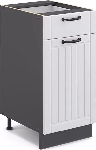 Mobiletto base per cucina Vicco Fame-Line Bianco rustico/Antracite con ante e cassetti L: 40 cm
