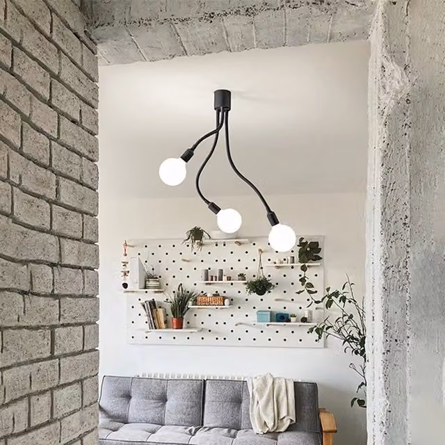 Plafoniera Industrial Perenz Illumina in Metallo e Acrilico Nero con 3 Luci E27 Regolabile