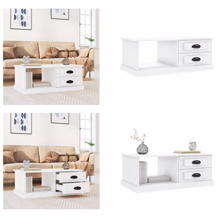vidaXL Tavolino bianco 90x50x35 cm in legno - Tavolino - Tavoli da caffè - Tavolino - Tavolo da divano