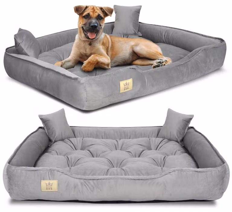 Letto per cani, box, 130x105 cm, velluto grigio