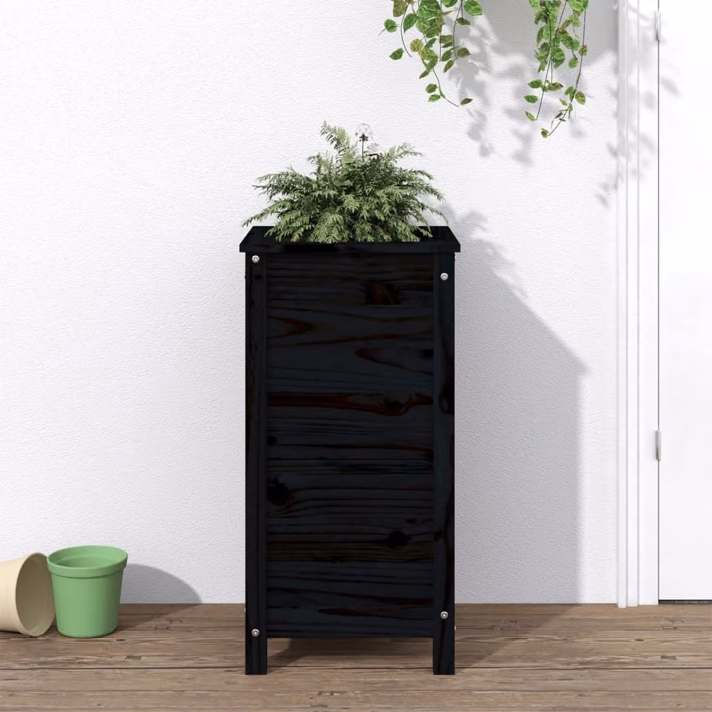 Fioriera da giardino vidaXL in legno di pino massello, colore nero, L/P/H: 40 x 40 x 78 cm