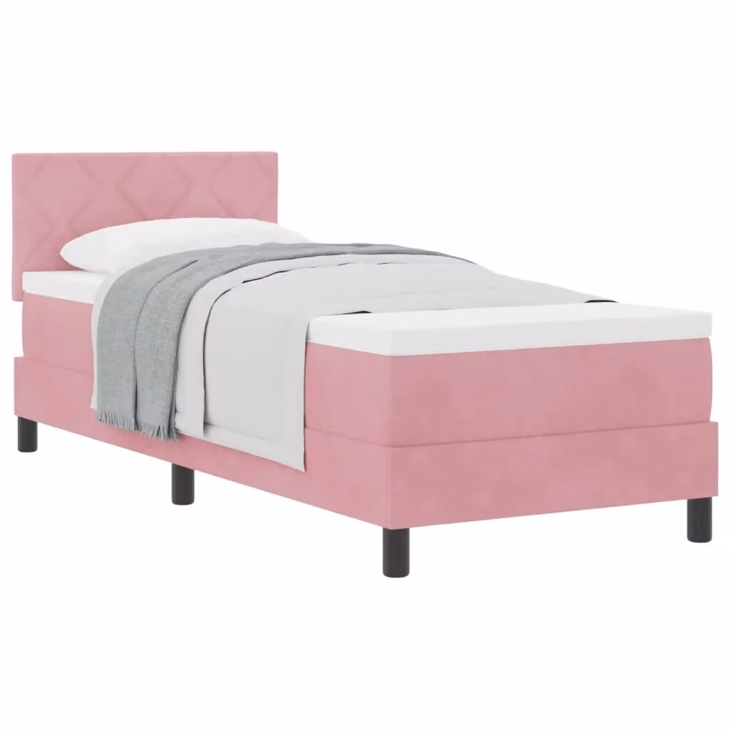 Letto a molle con testiera vidaXL in velluto rosa L 80 cm x P 200 cm x H 83 cm – 2