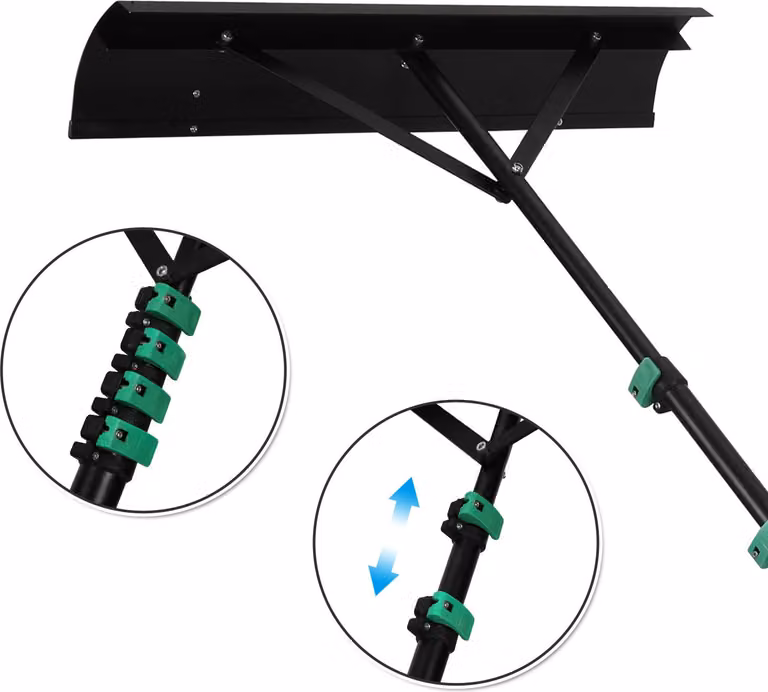 Ikodm, spazzaneve telescopico da 3,6 metri, pala per neve da tetto in alluminio, dimensioni 70x15 cm, con labbro in gomma, ideale per impianti fotovoltaici