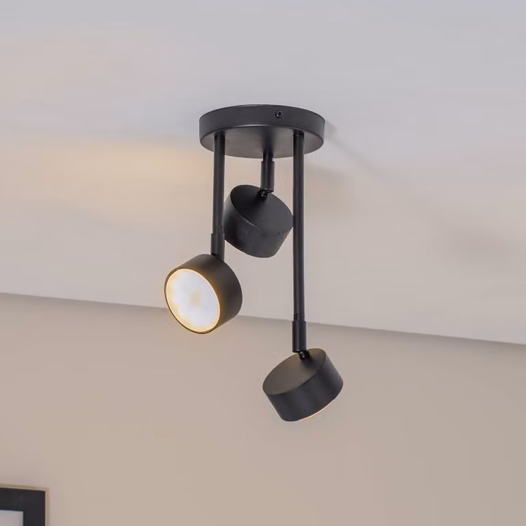 Faretto da soffitto Nemo, 34 cm, a 3 luci, nero, orientabile, GX53 Nemo SIGMA, dimmerabile, Nero, Soggiorno / Sala da pranzo, Metallo, Faretto