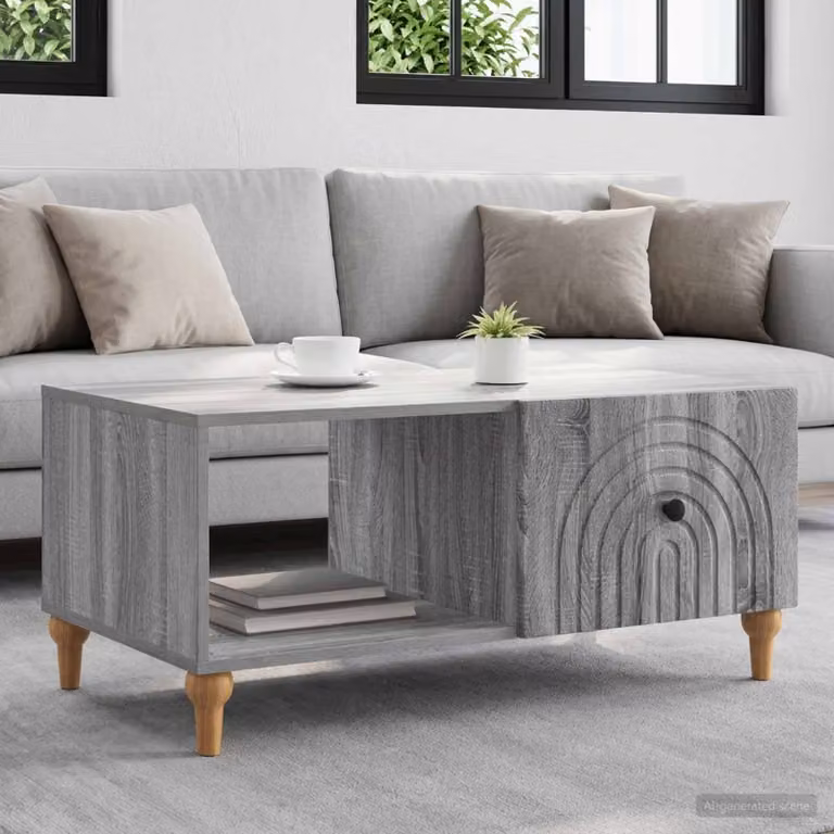 vidaXL Tavolino da salotto moderno rettangolare Grigio L/P/H: 90 x 50 x 40 cm