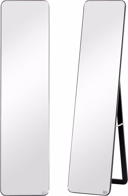 Specchio decorativo pieghevole HOMCOM da terra e parete con struttura in legno e design moderno, colore nero