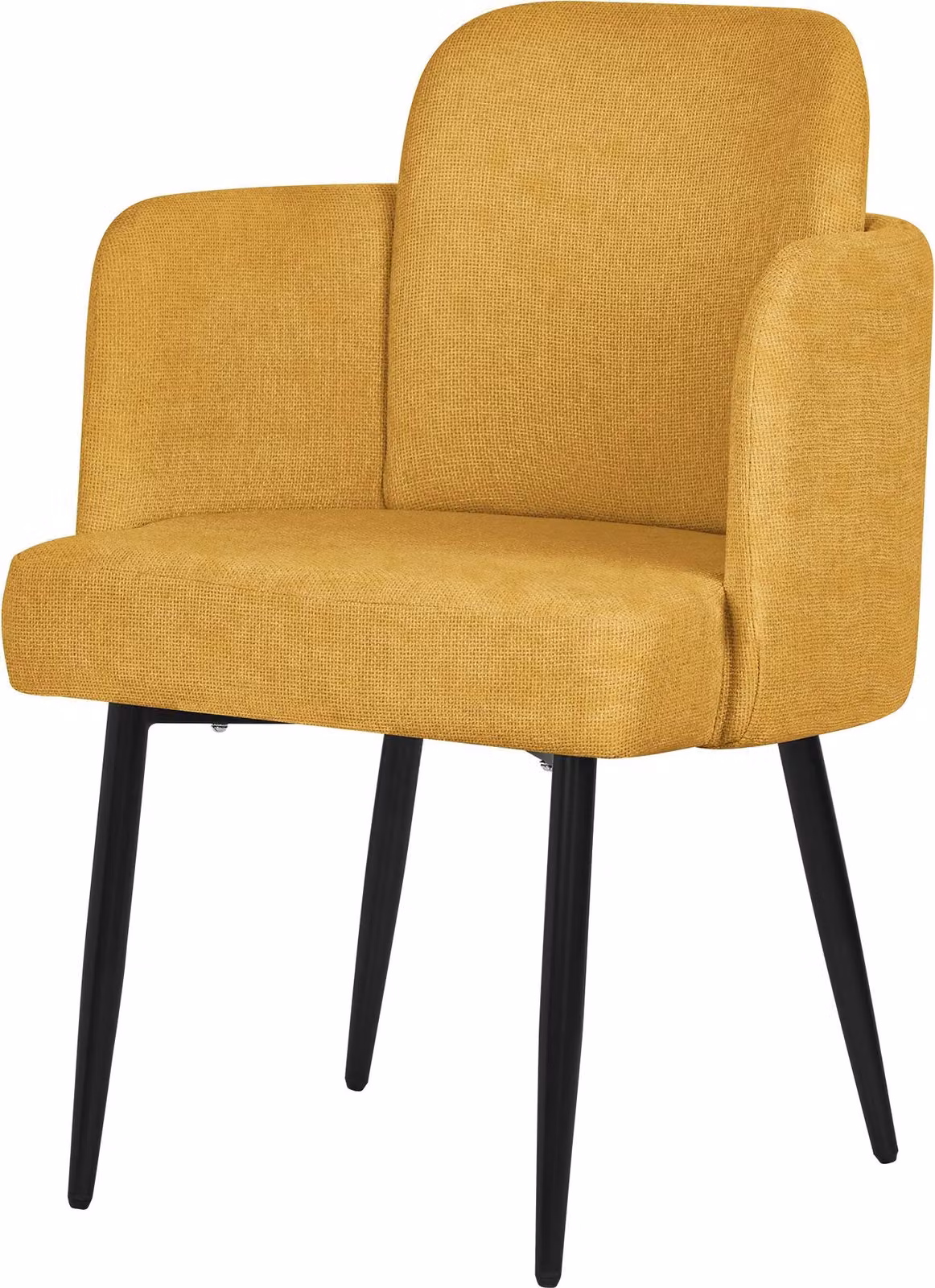 ML-Design sedia da pranzo in tessuto senape Sedia da cucina con braccioli e schienale in rattan Sedia imbottita con gambe in metallo Sedia lounge ergonomica
