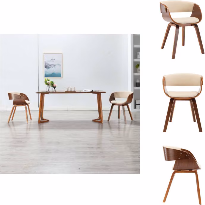 vidaXL Sedia da pranzo in legno curvato e Pelle finta crema - Sedie da pranzo