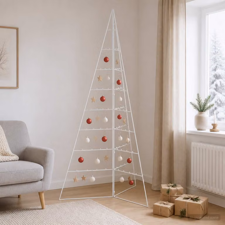 Albero di Natale in metallo vidaXL KUOPIO, Acciaio Bianco, Altezza: 180 cm