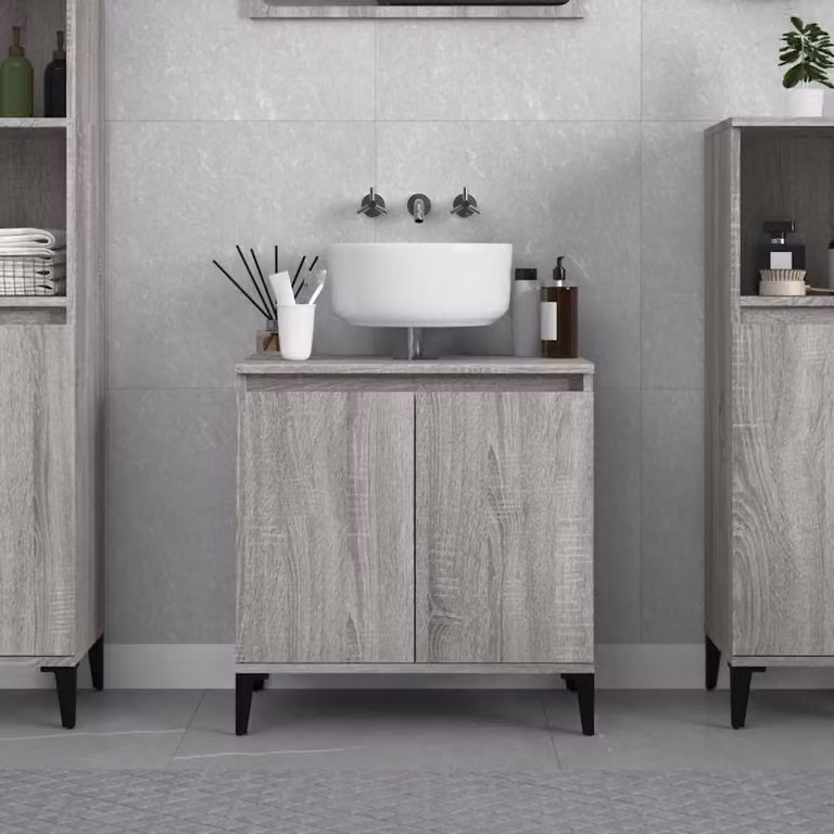 Mobile sottolavello effetto legno noce, 58x33x60 cm, colore grigio Sonoma