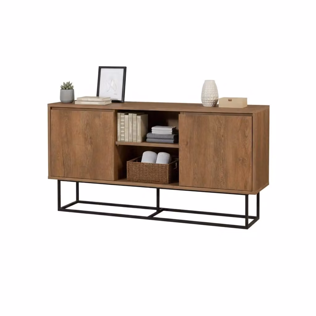 Credenza Levante DMORA, Buffet e Madia da Soggiorno Moderna, Marrone e Nero, L: 140 cm, P: 36 cm, H: 72 cm – 2