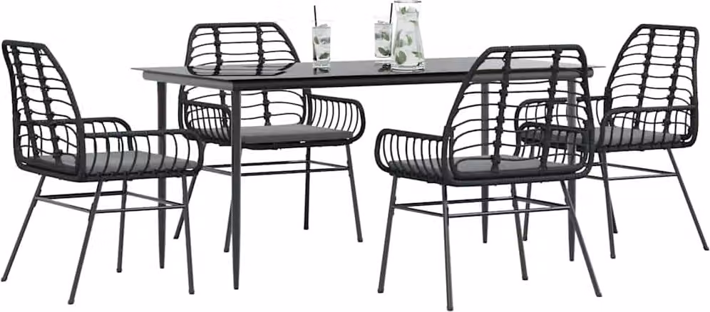 Maison Exclusive - Set da Pranzo da Giardino con Cuscini 5 pz Polyrattan Vetro