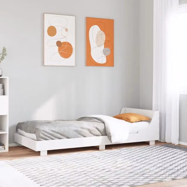 Struttura Letto Design Mania in Legno Massello di Pino Bianco con Doghe, L/P: 90 x 200 cm