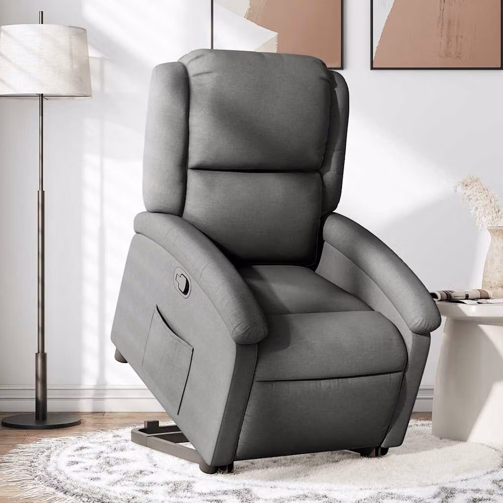 vidaXL Poltrona Alzapersona Reclinabile con Assistenza Elettrica Grigia in Tessuto – 1
