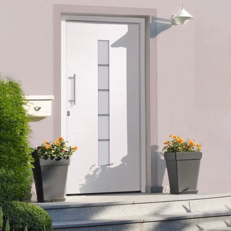 Porta d'ingresso The Living Store in alluminio e PVC bianco 100x200 cm