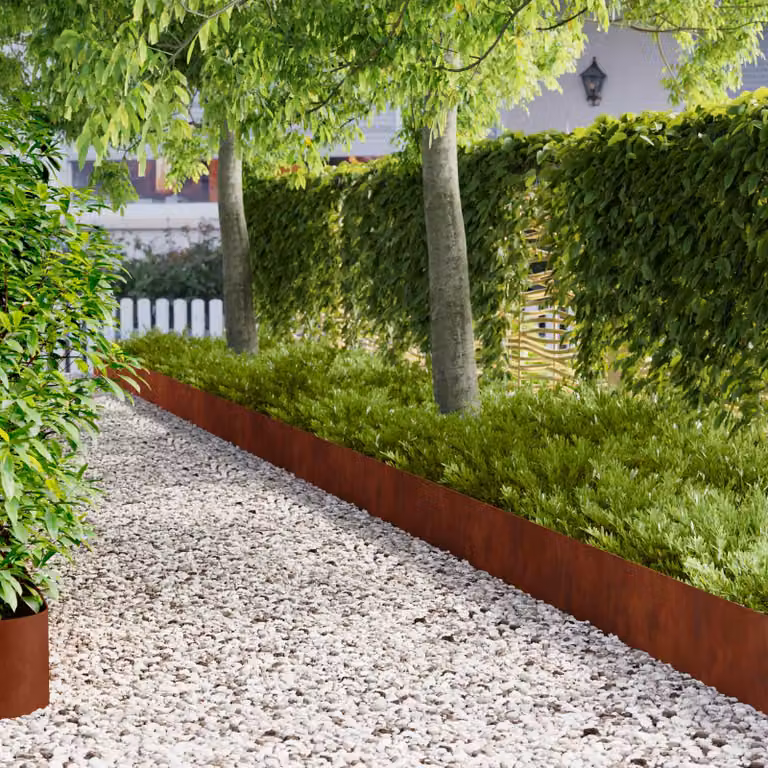 Set di 30 bordure per prato vidaXL in acciaio color ruggine, 100 x 18 cm