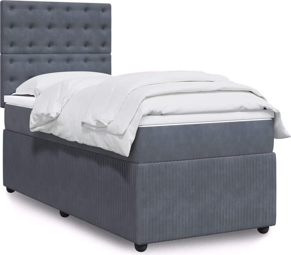 Maison Exclusive - Giroletto a Molle con Materasso Grigio Scuro 90x200 cm Velluto