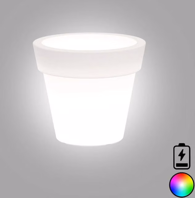 Vaso luminoso moderno Monacis in polimero con LED multicolor e batteria per interno ed esterno, Ø50 cm, H44 cm – 1